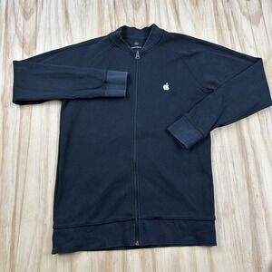 Apple Mac Men's Medium Black Full Zip Heavyweight Jacket Logo Pockets Tech